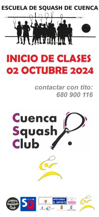 El Club de Squash de Cuenca lanza una nueva Escuela de Squash para todas las edades a partir del 1 de octubre