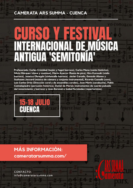 El I Festival Internacional de Música Antigua ‘Semitonía’ se celebrará en Cuenca en el mes de julio