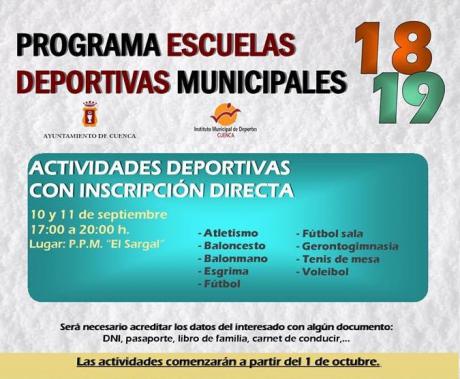 Las inscripciones directas a las actividades deportivas municipales se pueden realizar hoy y mañana