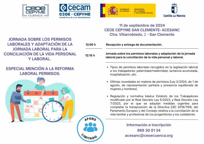 ACESANC y ACEM celebran la próxima semana sendas jornadas sobre jornada laboral y conciliacón