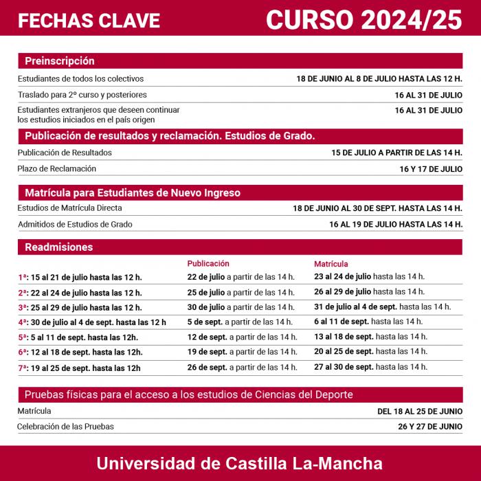 La UCLM abre el 18 de junio la preinscripción en estudios de grado para el curso 2024-2025