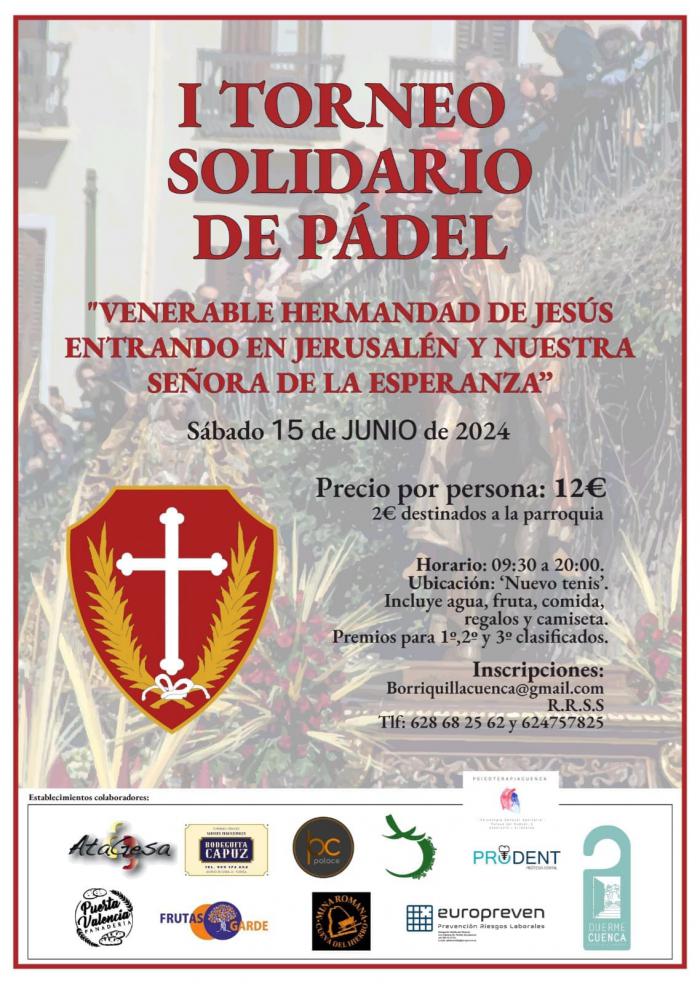 Todo preparado para el I Torneo solidario de Pádel de la V. H. de Jesús entrando en Jerusalén y Ntra Sra. de la Esperanza