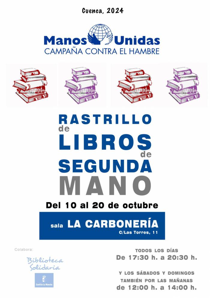 Manos Unidas de Cuenca organiza su décimo Rastrillo de Libros de Segunda Mano, del 10 al 20 de octubre