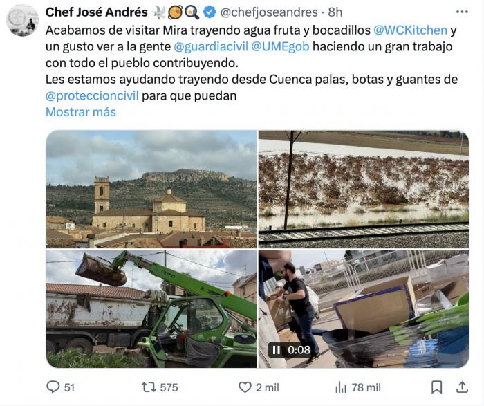 El chef José Andrés lleva alimentos a Mira