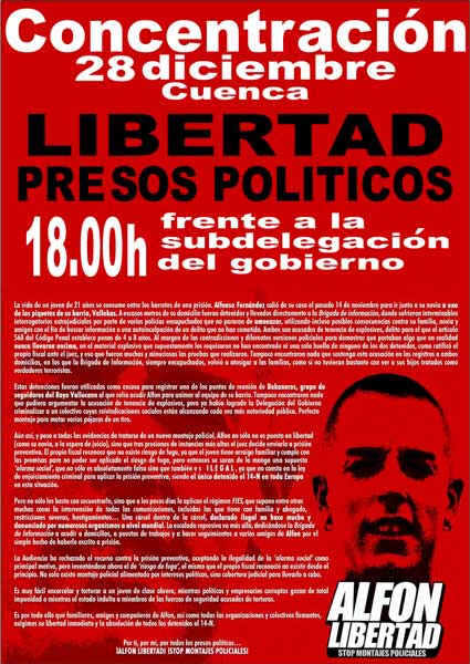 Colectivos conquenses se concentran este viernes para pedir la libertad de Alfonso Fernández