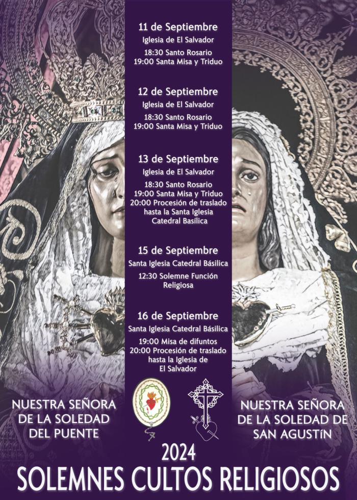 Ntra. Sra. de la Soledad (vulgo de ‘San Agustín’) y Ntra. Sra. de la Soledad (vulgo ‘del Puente’) procesionarán este viernes desde El Salvador a la Catedral