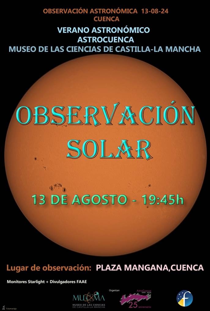 El 13 de agosto, no te pierdas la observación solar organizada por AstroCuenca y el Museo de las Ciencias